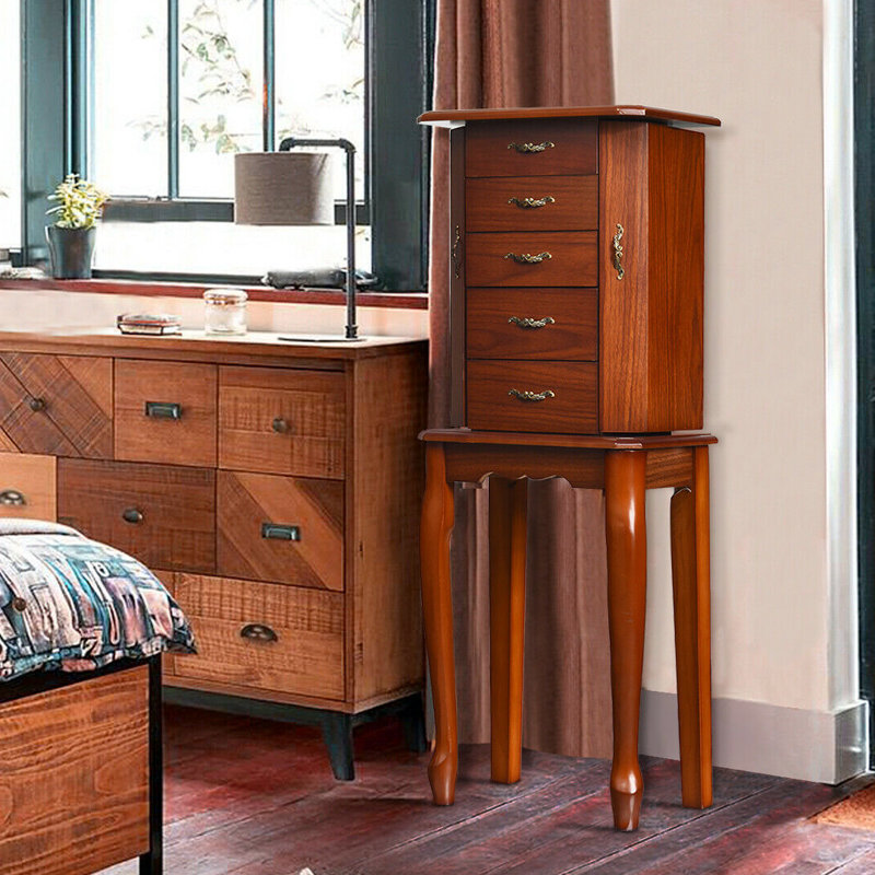 Canora Grey Mellor Wood Box Free Standing Jewelry Armoire with Mirror Reviews Wayfair